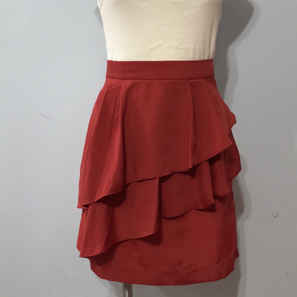 Layered Burnt Orange Skirt - Picture 2 of 7
